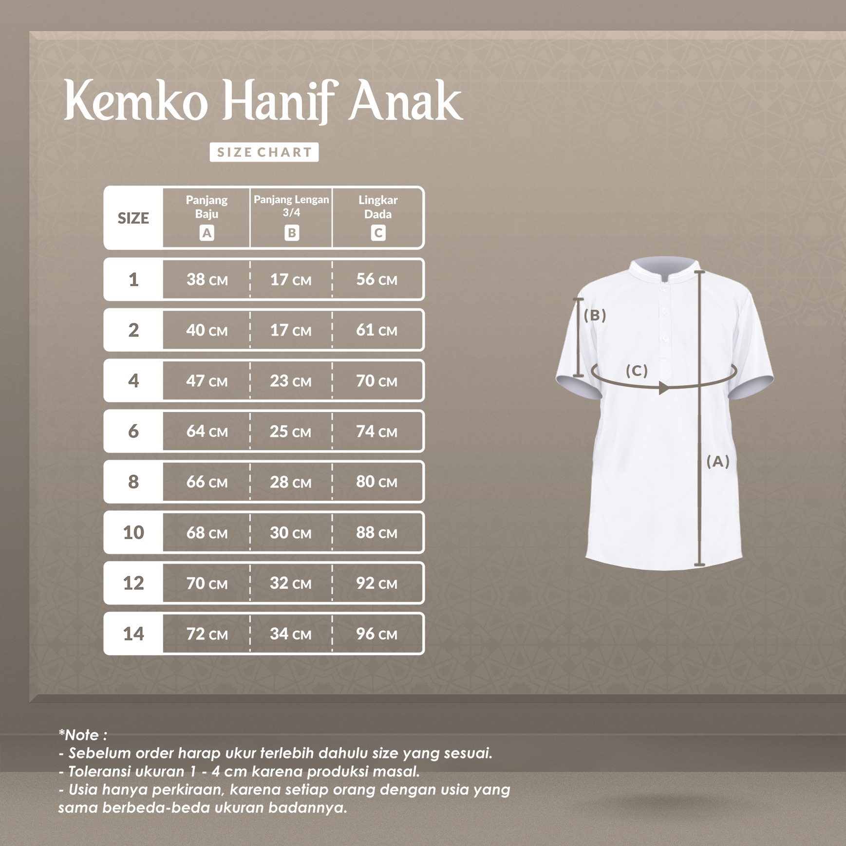 Alghaza Mubarak | Kemeja Koko Anak Pria | Kemko Hanif Lengan Pendek Anak