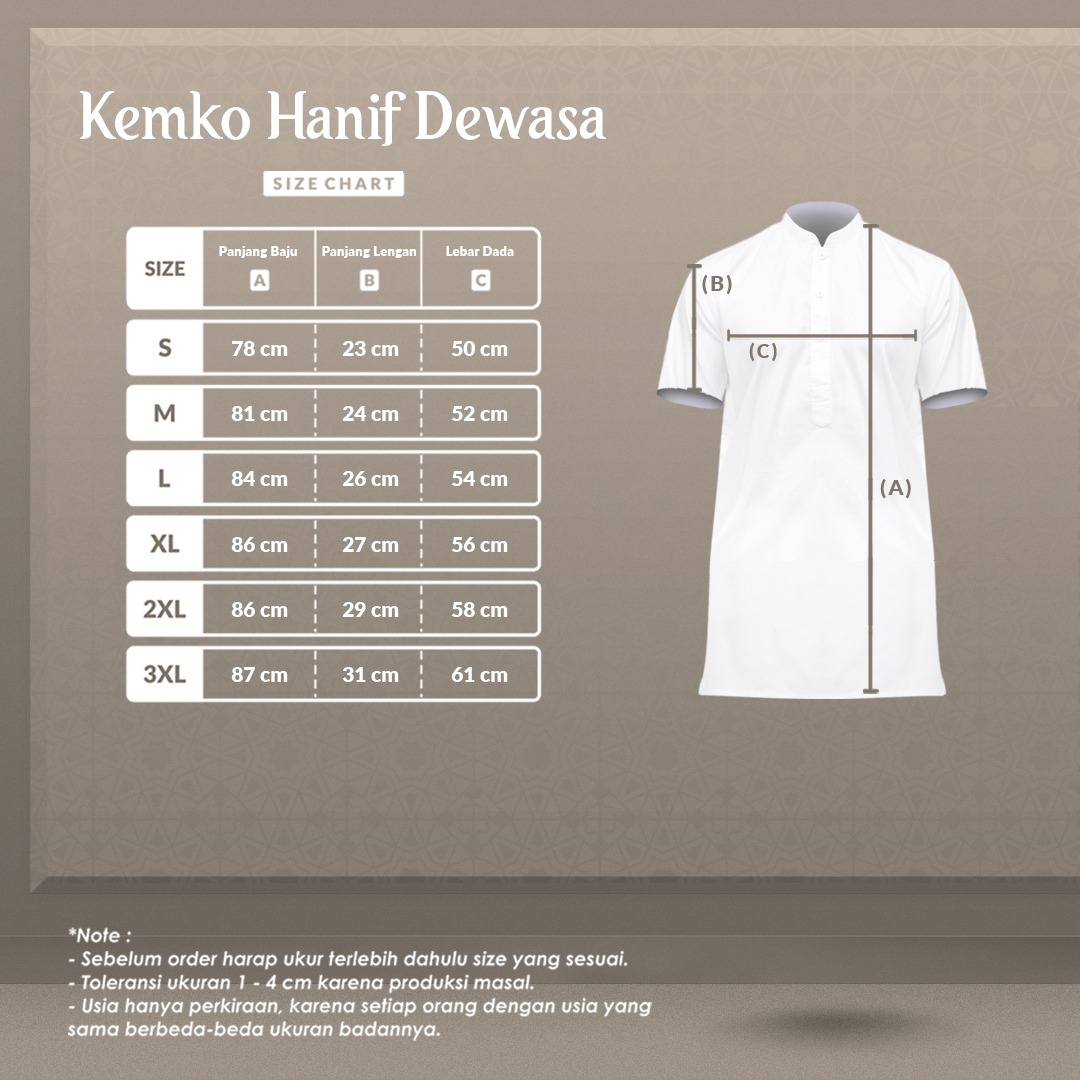 Alghaza Mubarak | Baju Koko Dewasa | Kemko Hanif Lengan Pendek