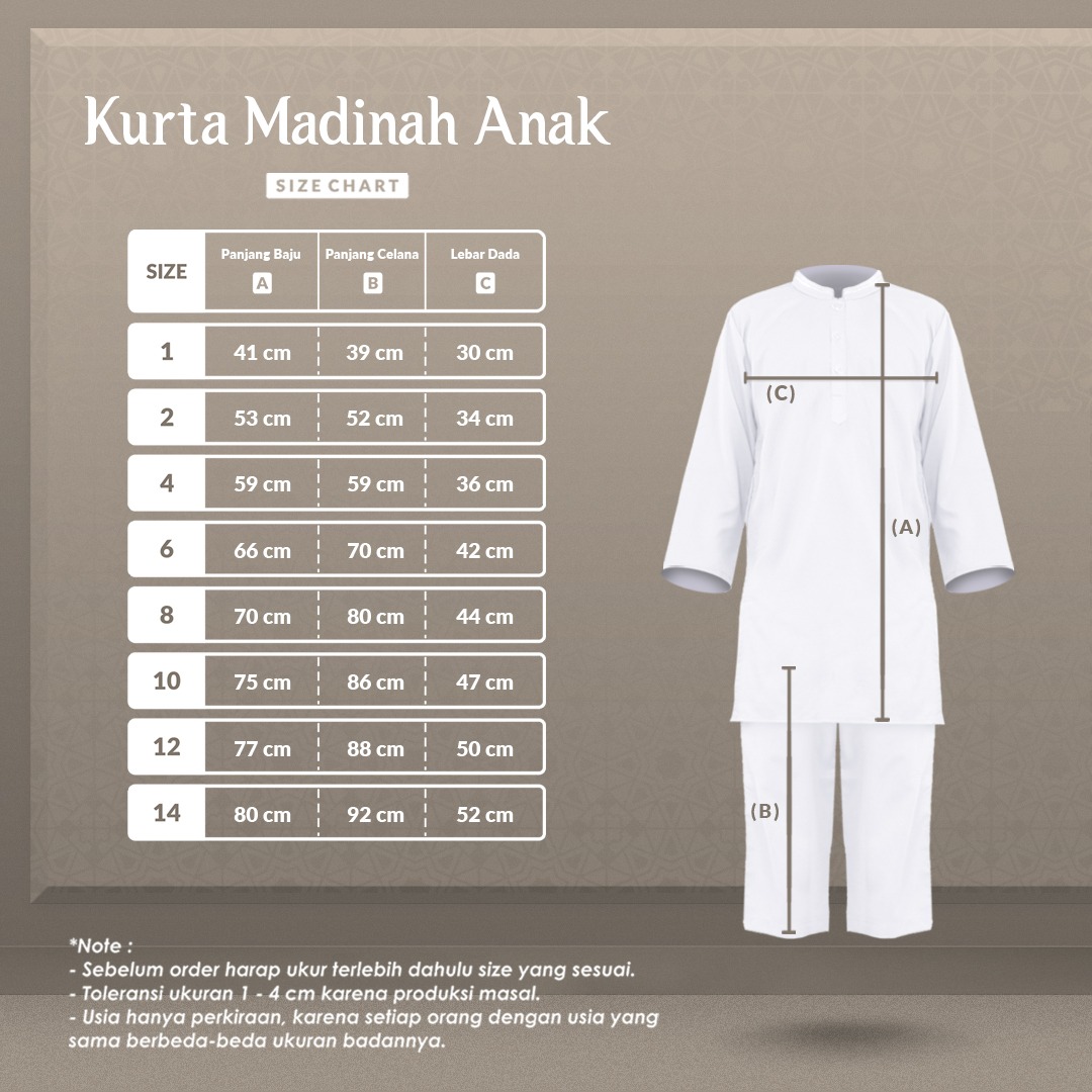 Alghaza Mubarak | Kurta Anak Pria Setelan | Kurta Madinah Anak