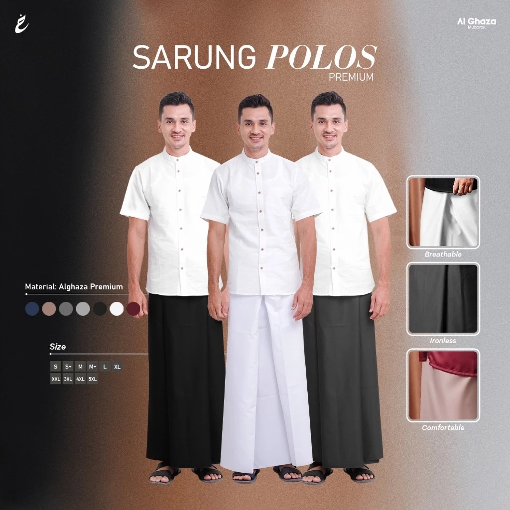 Alghaza Mubarak | Sarung Polos Pria Premium