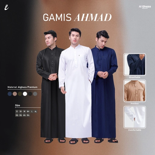 Image of Alghaza Mubarak | Jubah Slim fit Dewasa Cowok Lengan Panjang | Gamis Ahmad