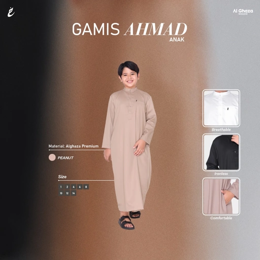 Image of Alghaza Mubarak | Jubah Anak Cowok | Gamis Ahmad Anak Warna Peanut