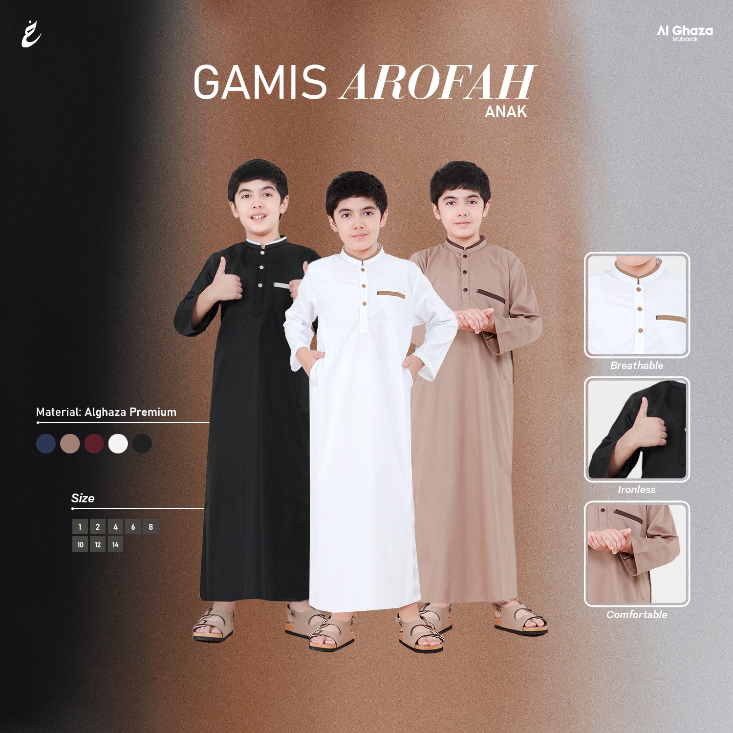 Alghaza Mubarak | Jubah Anak Cowok | Gamis Arofah Anak