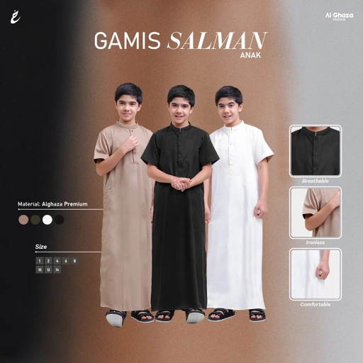 Image of Alghaza Mubarak | Jubah Anak Cowok Lengan Pendek | Gamis Salman Anak