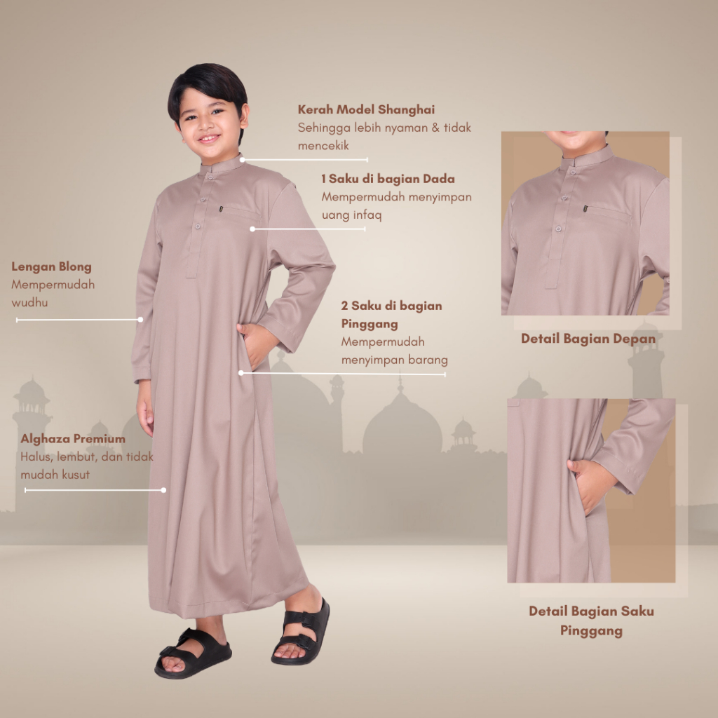 Alghaza Mubarak | Jubah Anak Cowok | Gamis Ahmad Anak