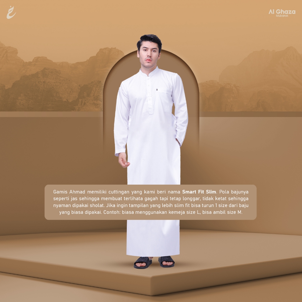 Alghaza Mubarak | Jubah Slim fit Dewasa Cowok Lengan Panjang | Gamis Ahmad