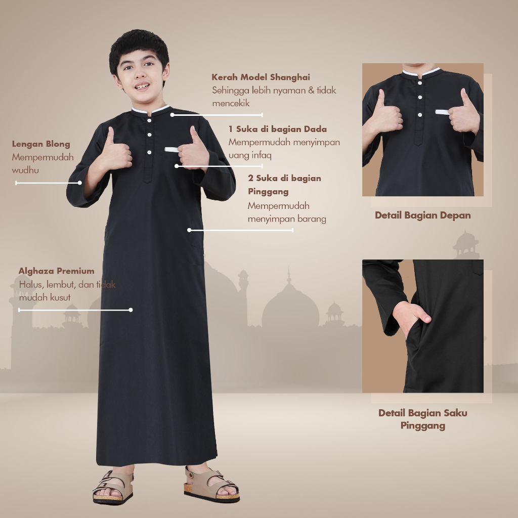 Alghaza Mubarak | Jubah Anak Cowok | Gamis Arofah Anak