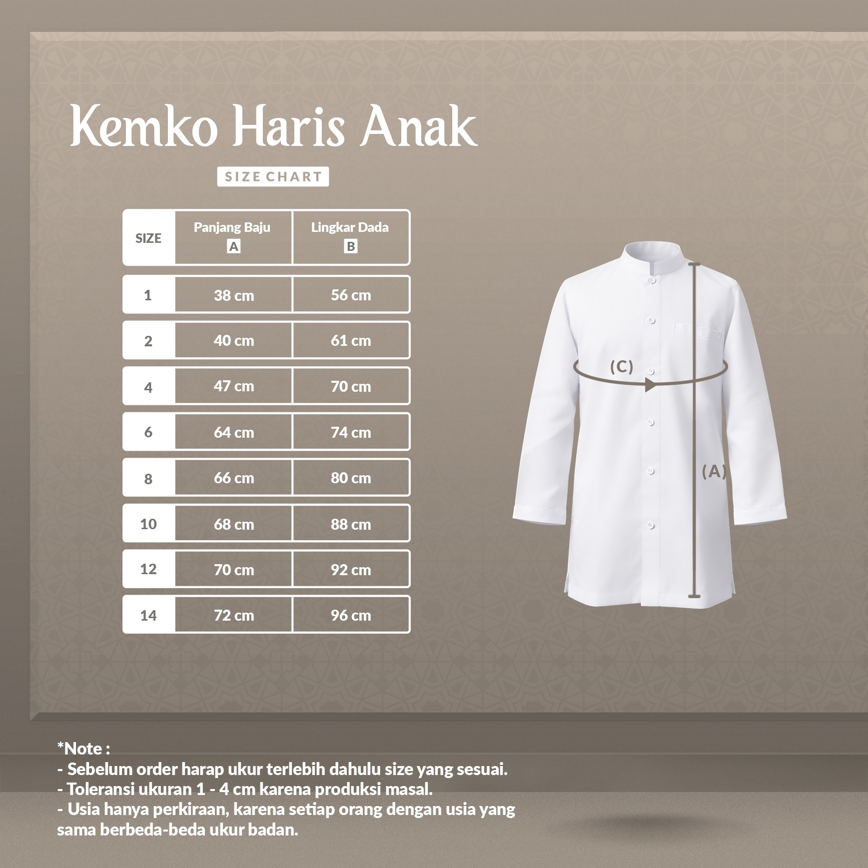 Alghaza Mubarak | Kemeja Koko Anak Pria | Kemko Haris Lengan Panjang Anak