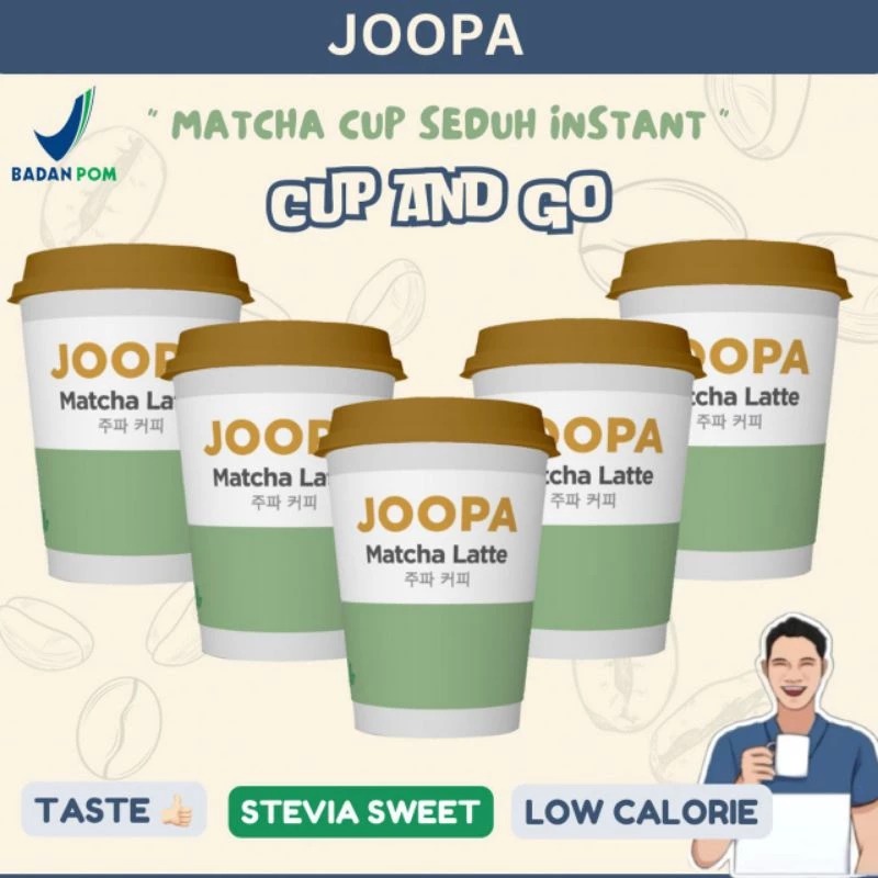 Joopa Matcha latte instant low calorie praktis sachet with stevia