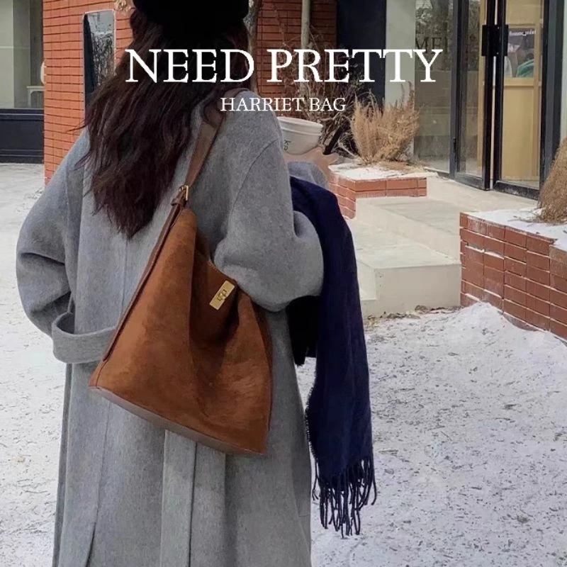 New Suede leather large capacity women fashion Korean style design crossbody shoulder bag