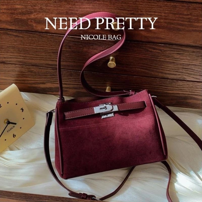 leather suede brudu shoulder crossbody women bag korean fashion trend style campus daily work