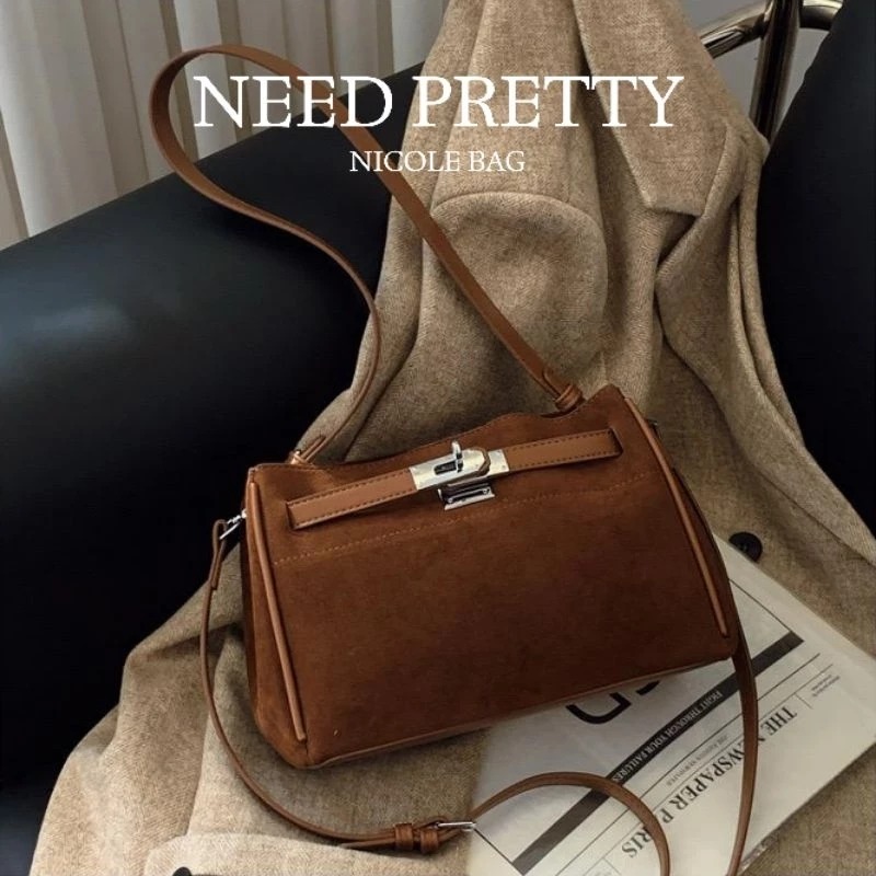 leather suede brudu shoulder crossbody women bag korean fashion trend style campus daily work