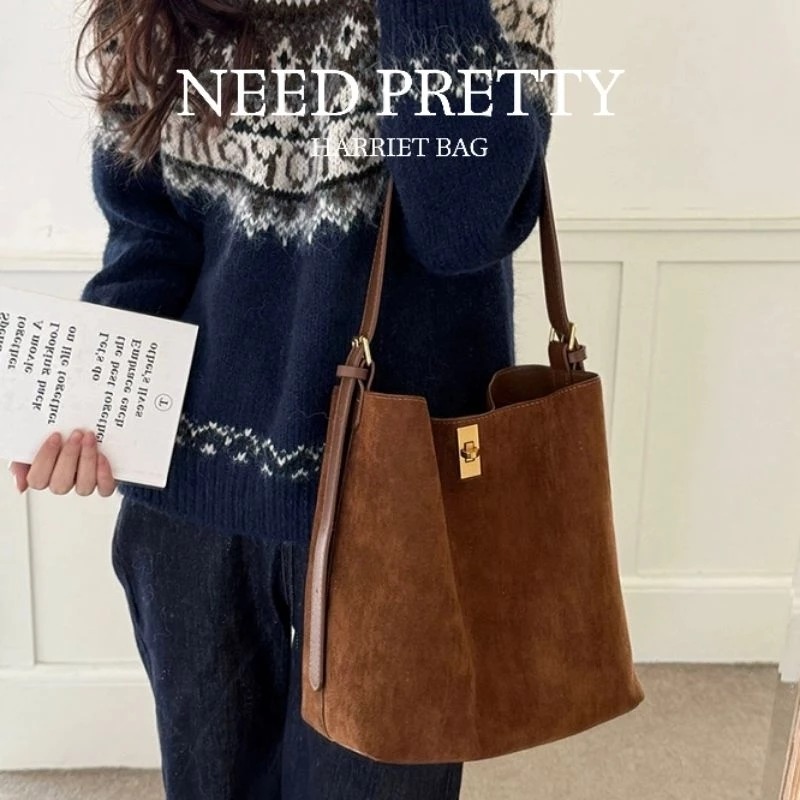 New Suede leather large capacity women fashion Korean style design crossbody shoulder bag