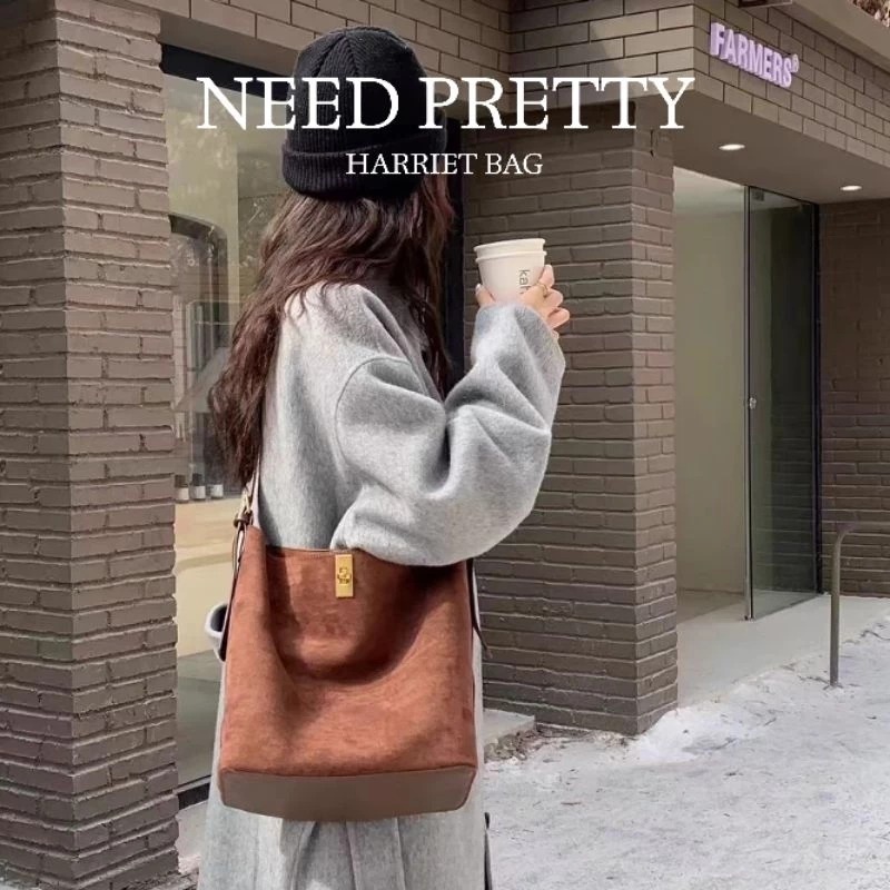 New Suede leather large capacity women fashion Korean style design crossbody shoulder bag