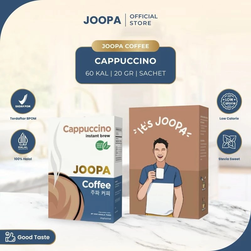 Joopa instant coffee cappuccino low calorie with stevia