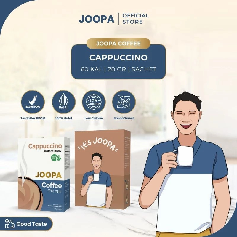 Joopa instant coffee cappuccino low calorie with stevia