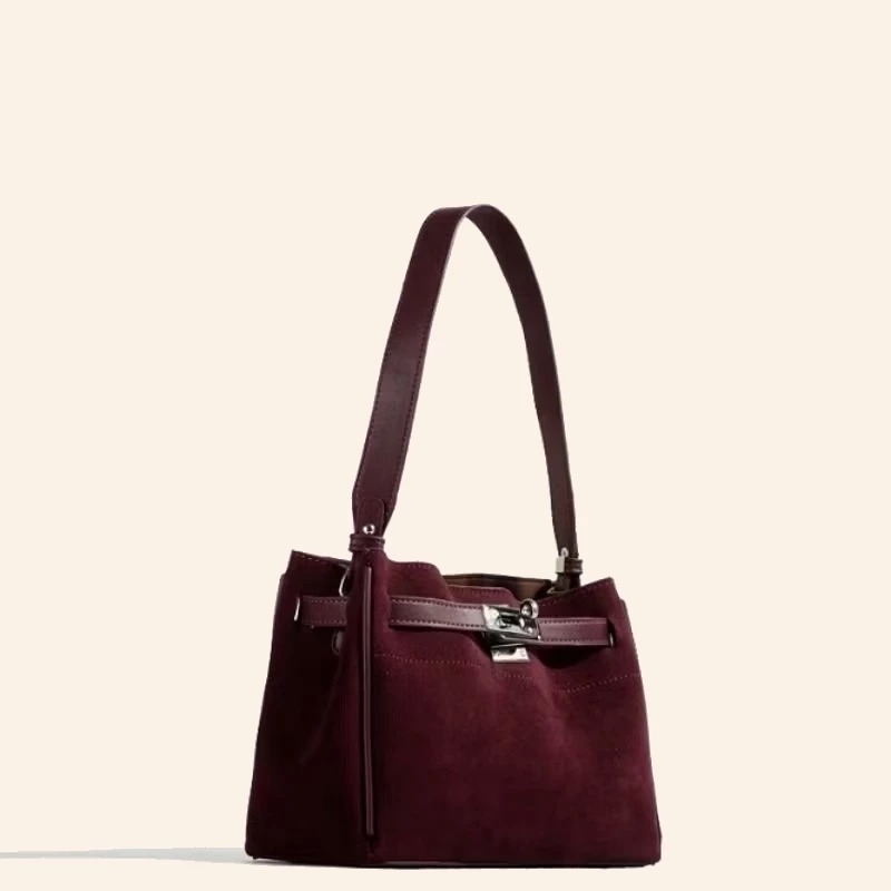 leather suede brudu shoulder crossbody women bag korean fashion trend style campus daily work