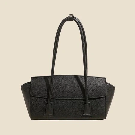 Image of leather flap shoulder tote wide women bag korea new designer fashion style daily work campus