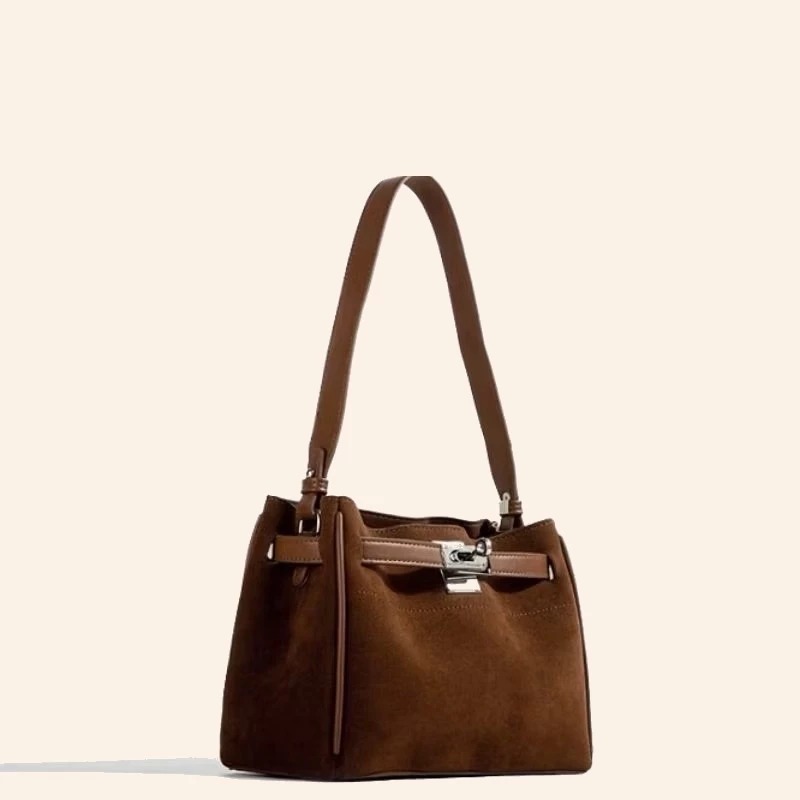 leather suede brudu shoulder crossbody women bag korean fashion trend style campus daily work