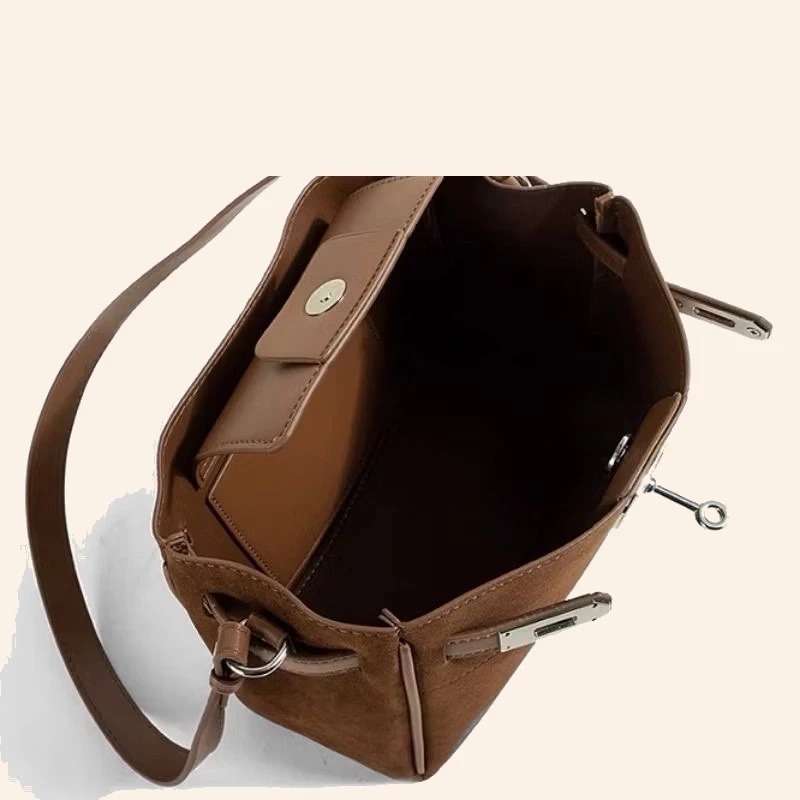 leather suede brudu shoulder crossbody women bag korean fashion trend style campus daily work