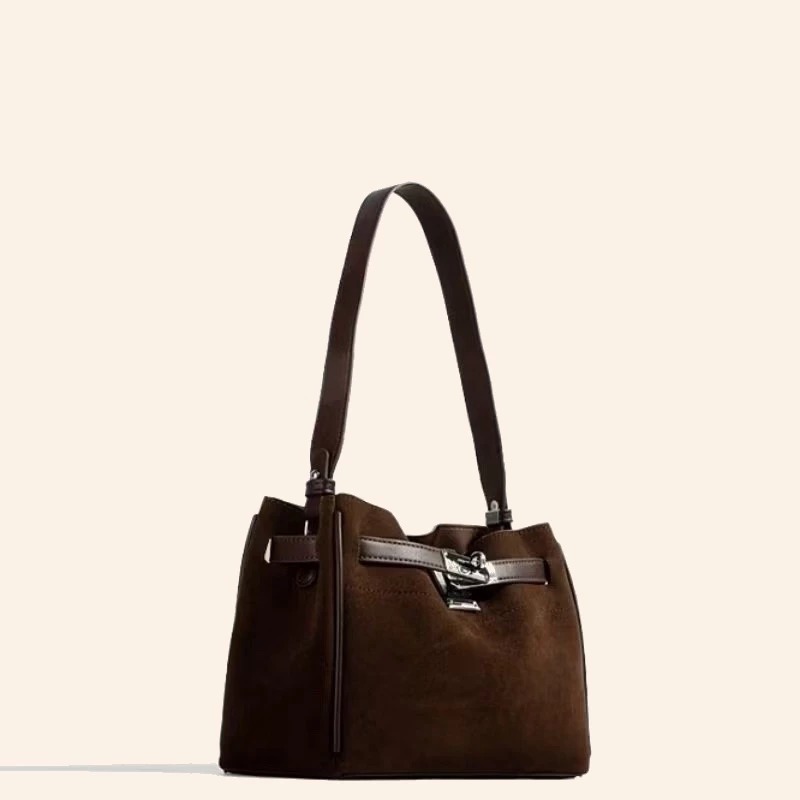 leather suede brudu shoulder crossbody women bag korean fashion trend style campus daily work