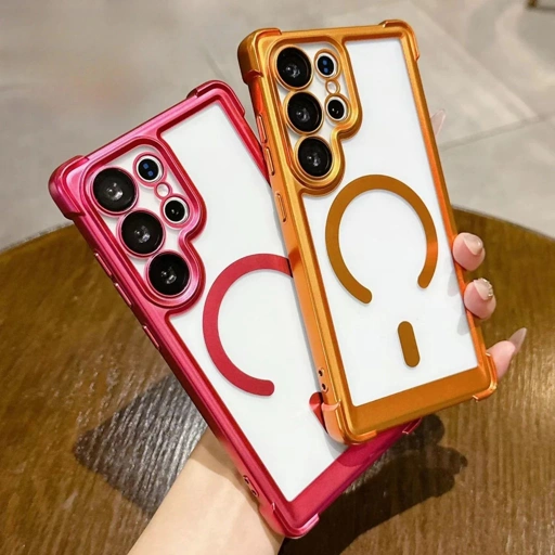 Image of frosted premium electroplated four-corner magnetic phone case suitable for Samsung S26 ULTRA s25 s24 ultra plus