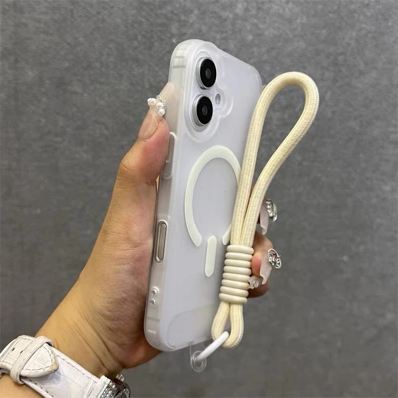 case iphone 17 promax 16 15 14 promax pro 13 soft matte frosted magnetic strap handle full protection