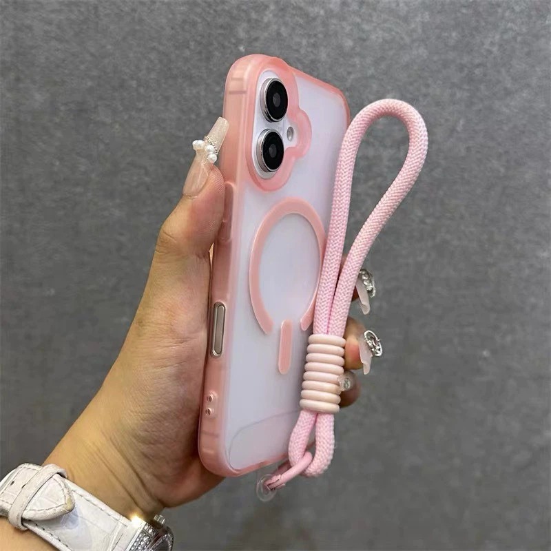 case iphone 17 promax 16 15 14 promax pro 13 soft matte frosted magnetic strap handle full protection