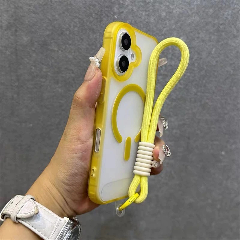 case iphone 17 promax 16 15 14 promax pro 13 soft matte frosted magnetic strap handle full protection