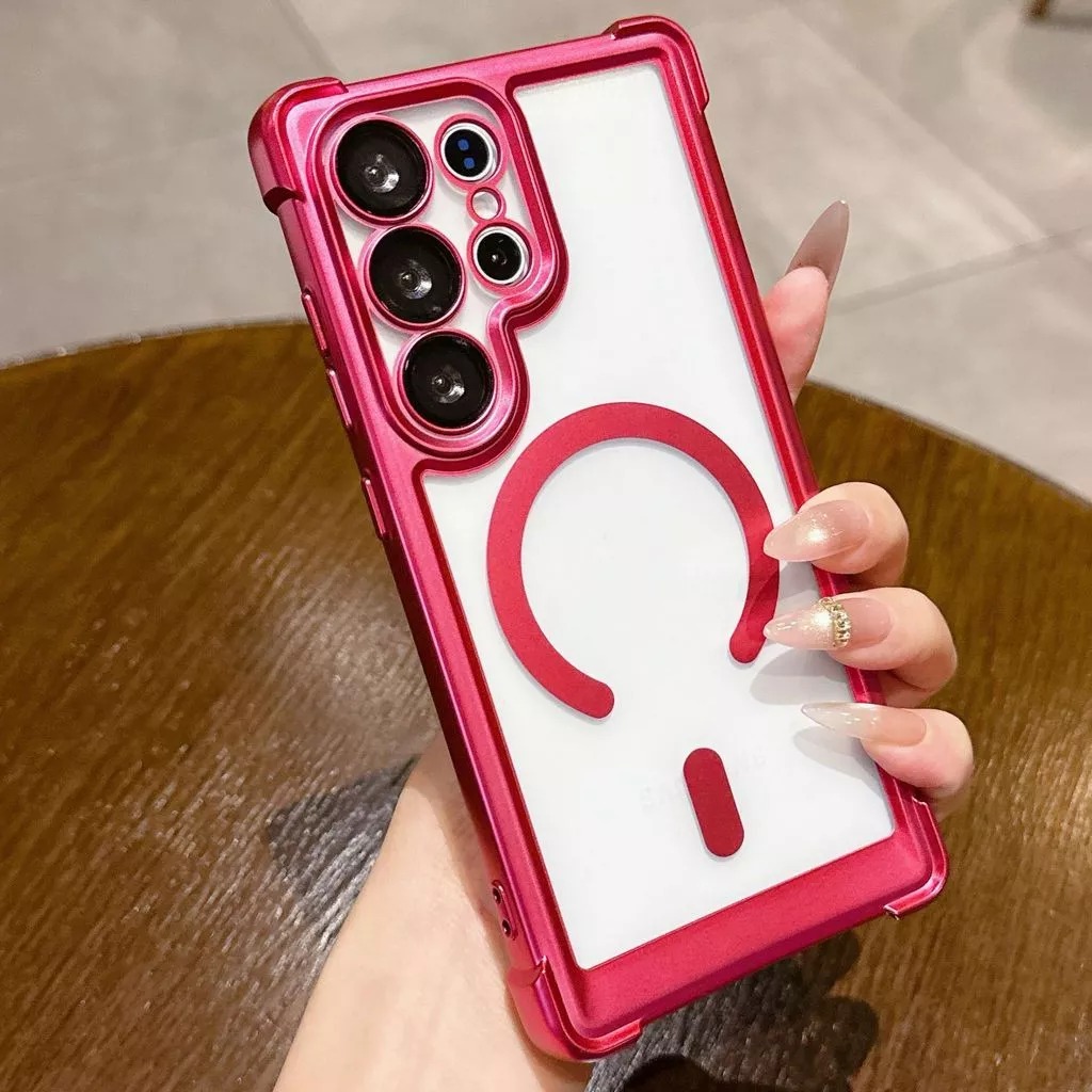 frosted premium electroplated four-corner magnetic phone case suitable for Samsung S26 ULTRA s25 s24 ultra plus