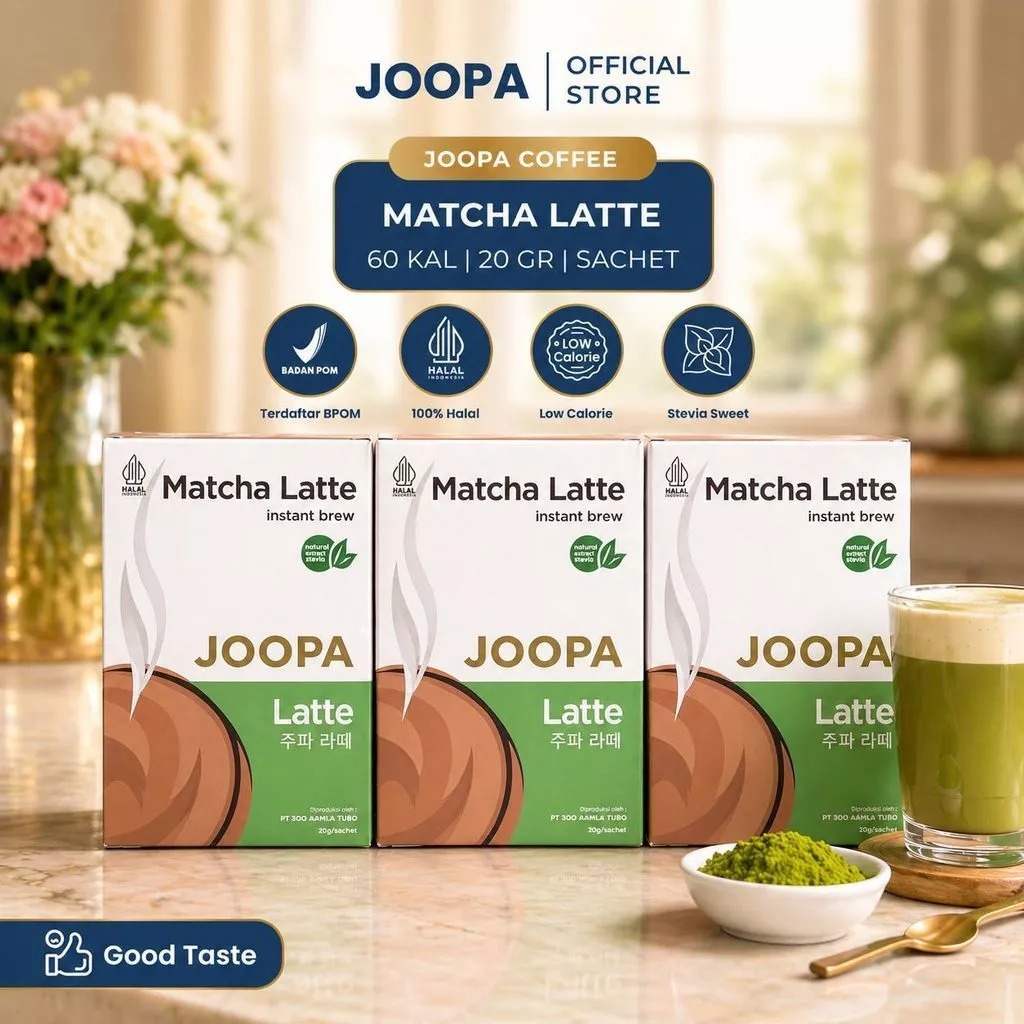 JOOPA Matcha Latte with stevia instant drink creamy 3in1 sachet