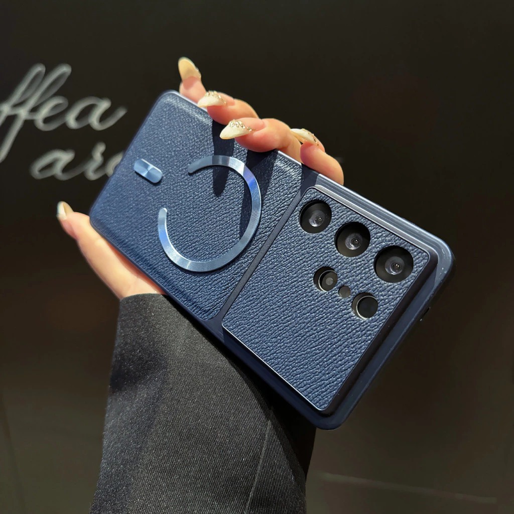 Leather Samsung S26 Ultra phone case magnetic S25 Ultra full coverage S24 plus casing