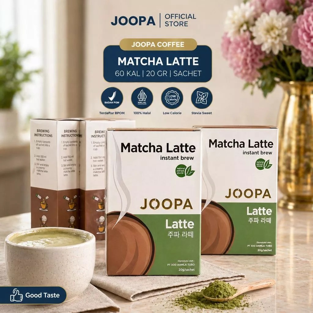 JOOPA Matcha Latte with stevia instant drink creamy 3in1 sachet