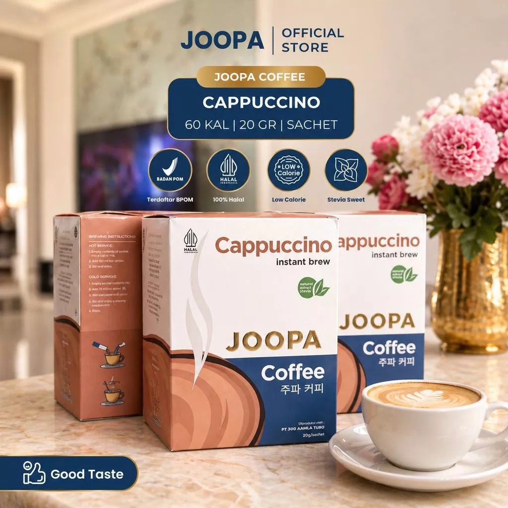 Joopa instant coffee cappuccino low calorie with stevia