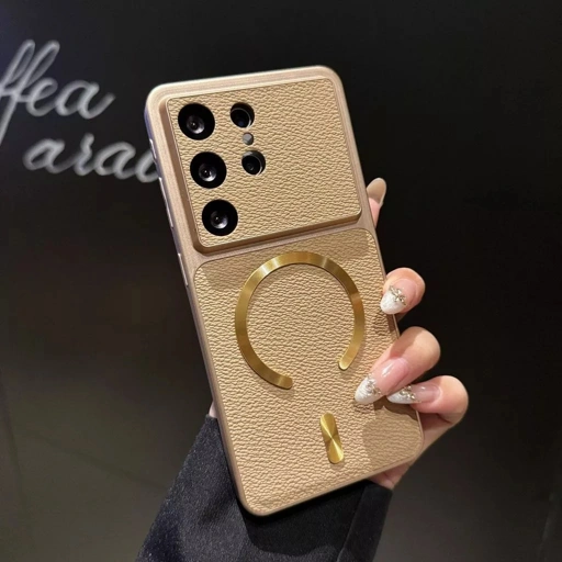 Image of Leather Samsung S26 Ultra phone case magnetic S25 Ultra full coverage S24 plus casing