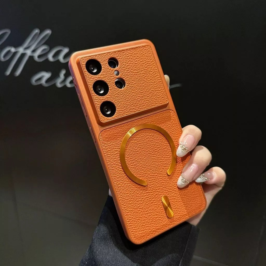 Leather Samsung S26 Ultra phone case magnetic S25 Ultra full coverage S24 plus casing