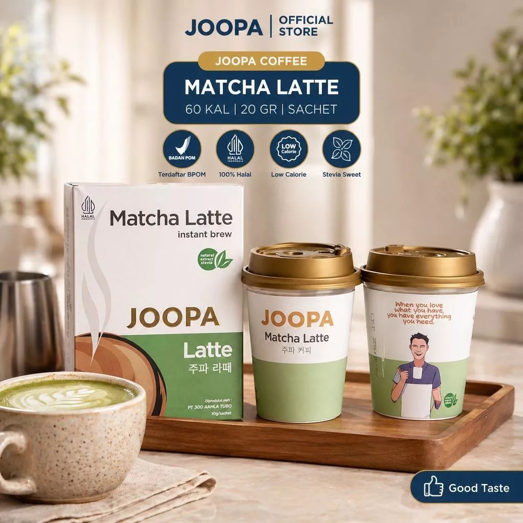 JOOPA Matcha Latte with stevia instant drink creamy 3in1 sachet