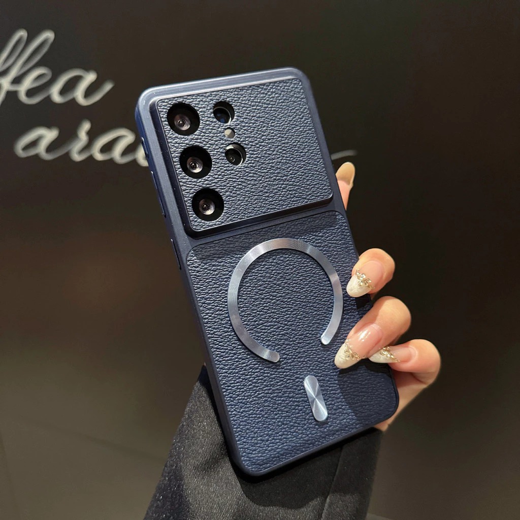 Leather Samsung S26 Ultra phone case magnetic S25 Ultra full coverage S24 plus casing