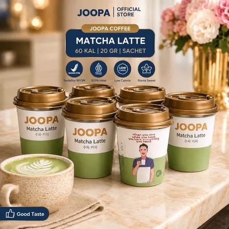 Joopa Matcha latte instant low calorie praktis sachet with stevia