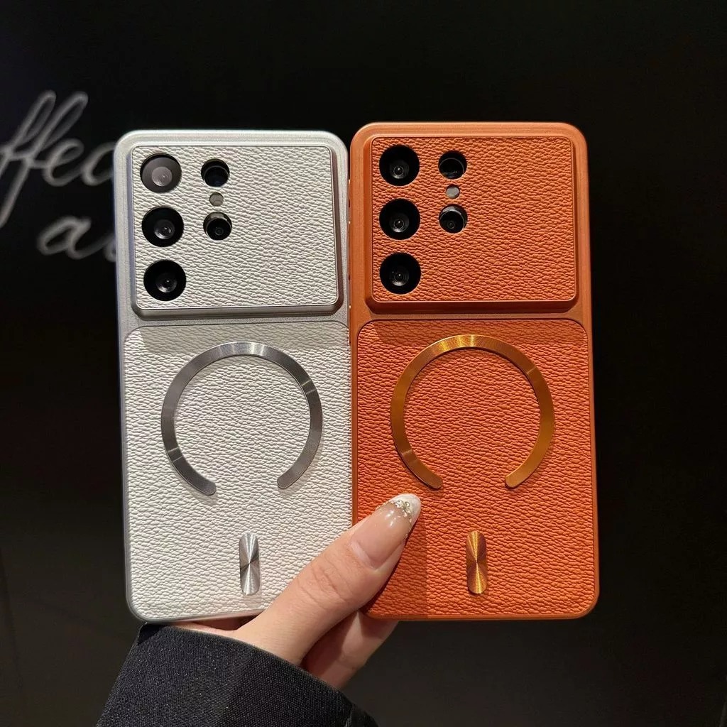 Leather Samsung S26 Ultra phone case magnetic S25 Ultra full coverage S24 plus casing