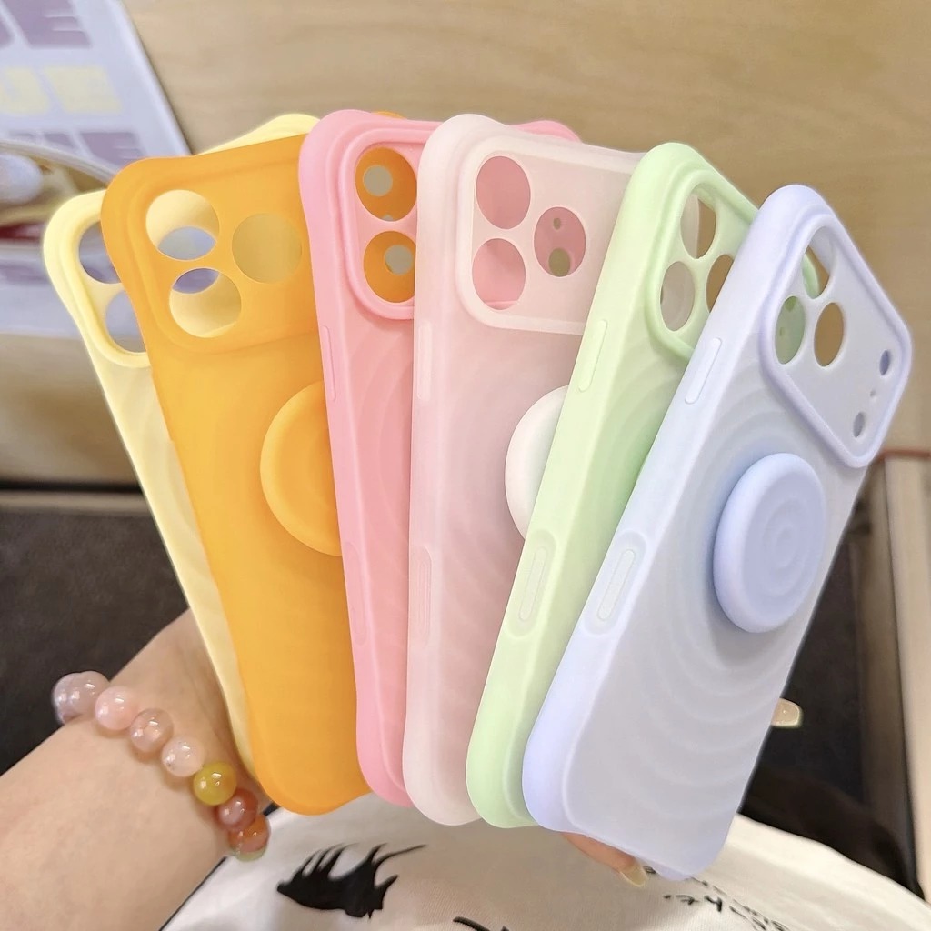 Popular wave pattern case iphone 17 pro max with pop socket ripple 16 pro shockproof iphone case