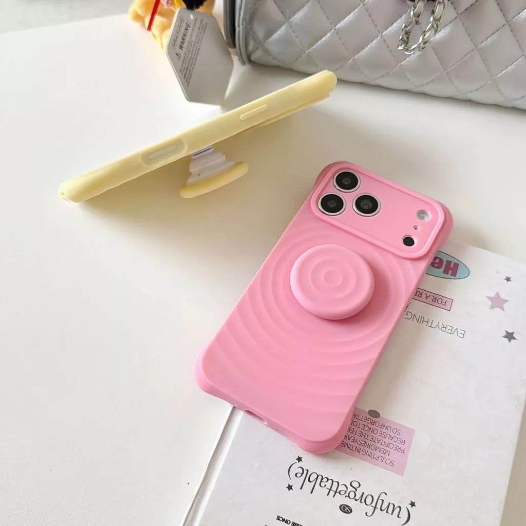 Popular wave pattern case iphone 17 pro max with pop socket ripple 16 pro shockproof iphone case