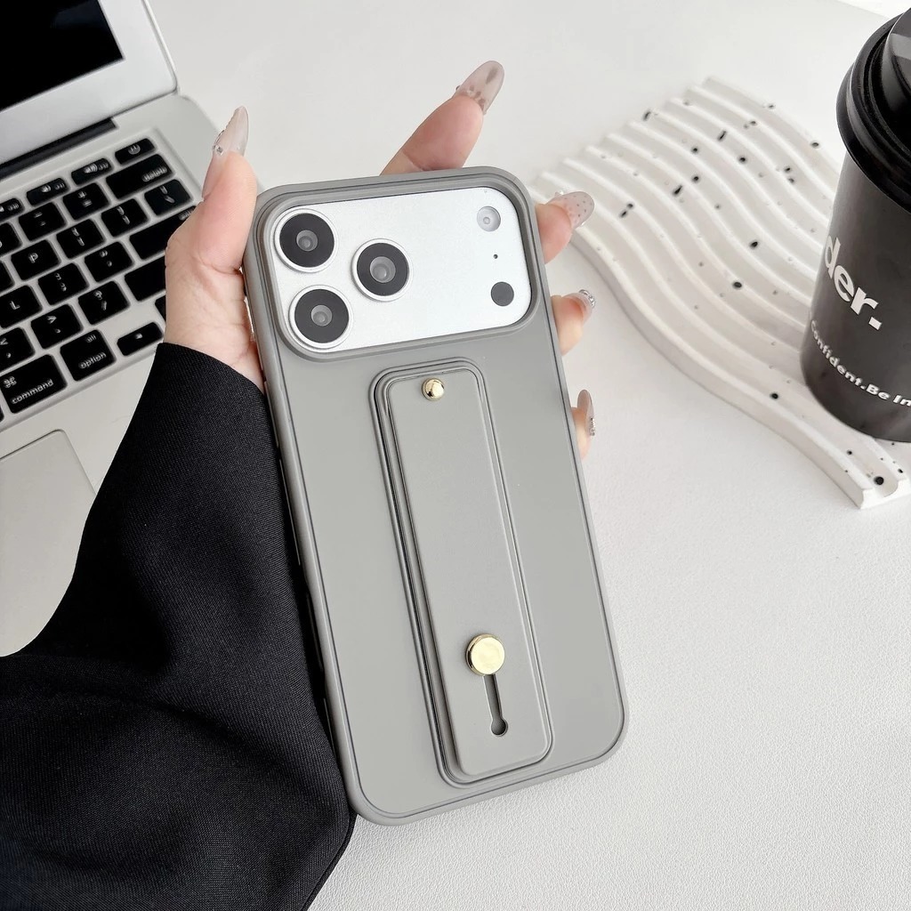 matte solid colour iphone 17 Pro Max phone case retractable Wristband 16 promax softcase full protection 15 14 pro iphone casing