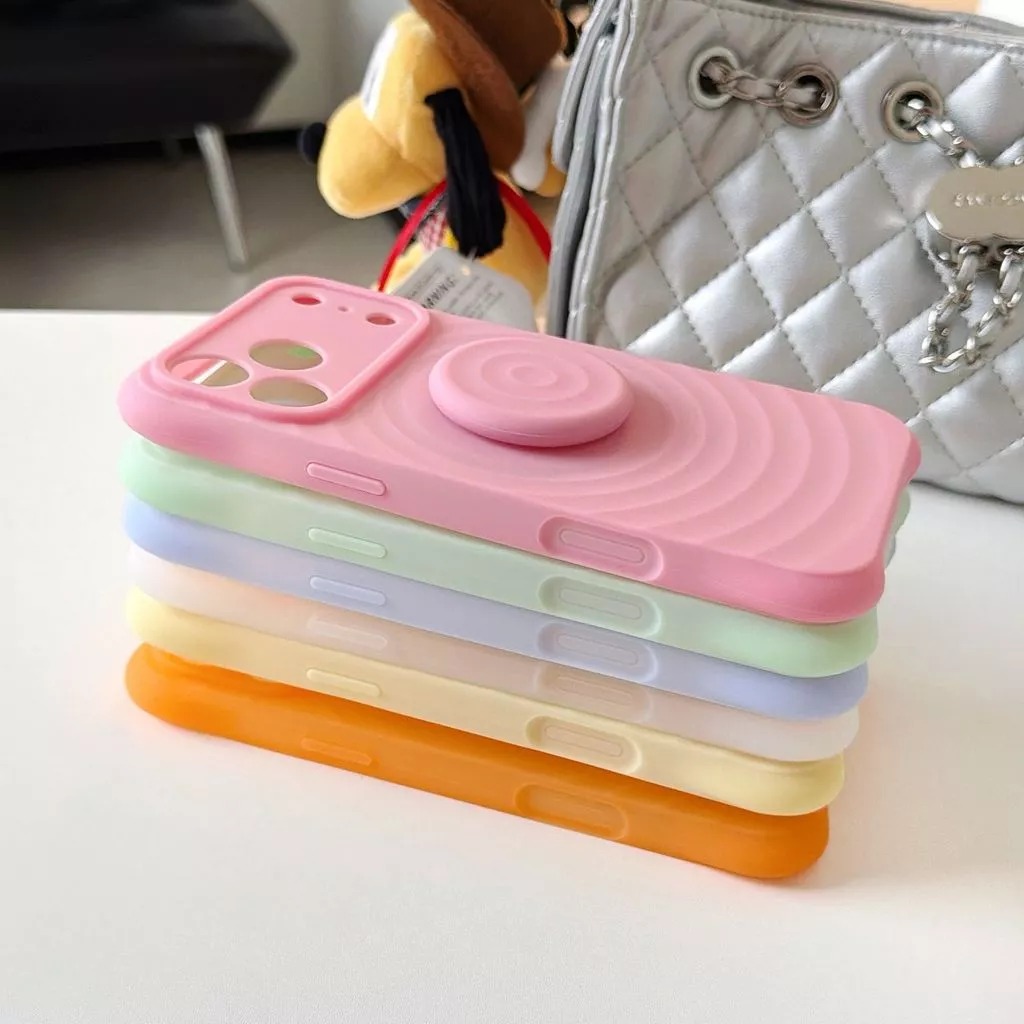 Popular wave pattern case iphone 17 pro max with pop socket ripple 16 pro shockproof iphone case