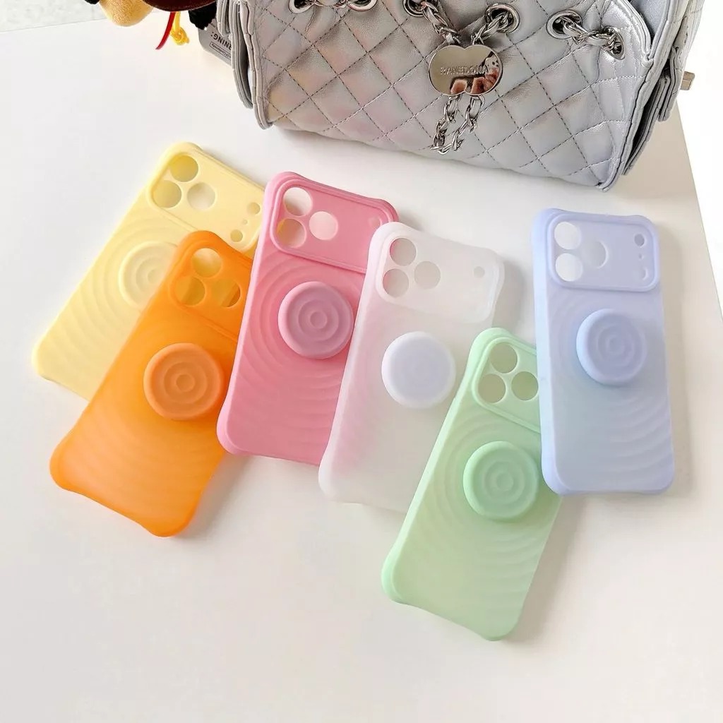 Popular wave pattern case iphone 17 pro max with pop socket ripple 16 pro shockproof iphone case