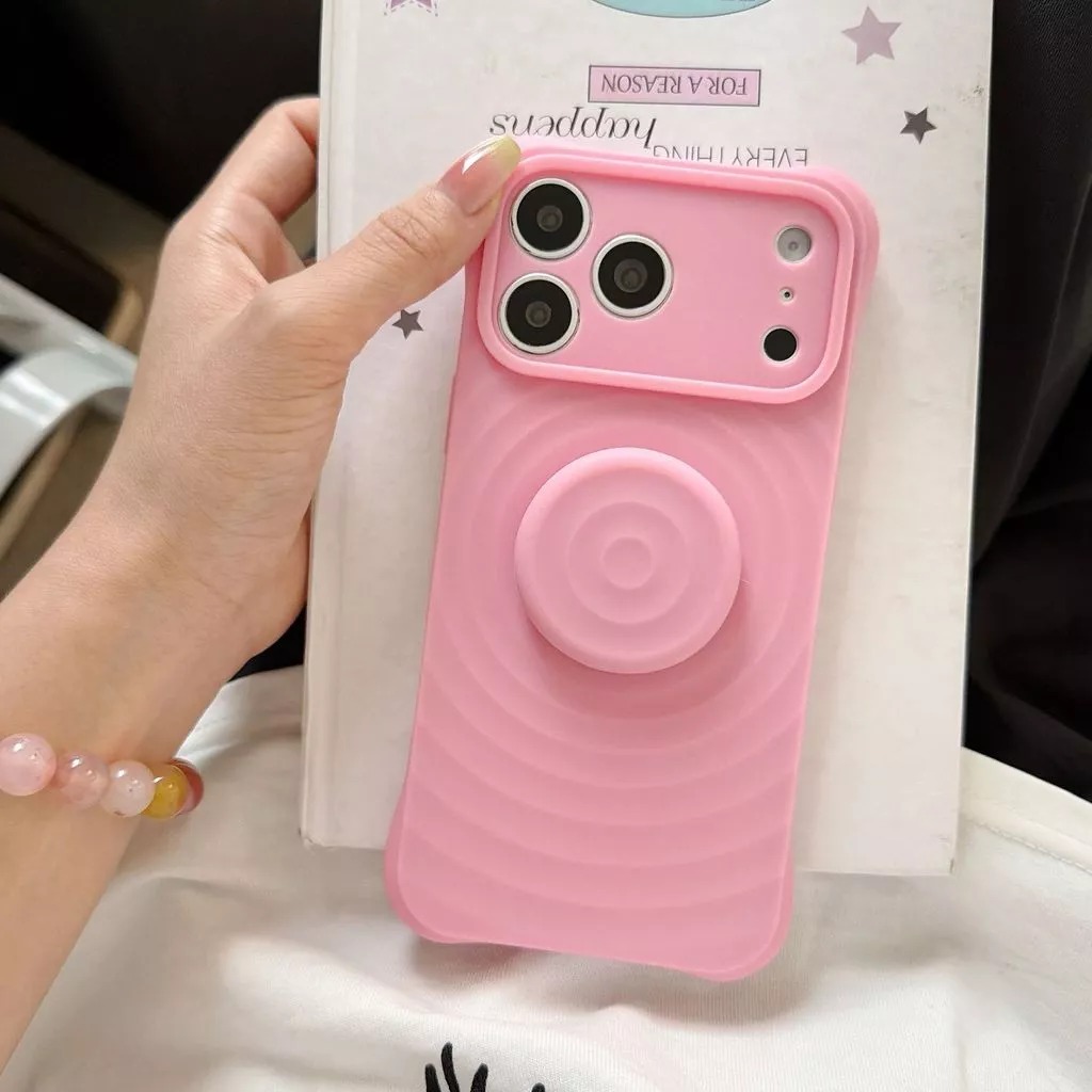 Popular wave pattern case iphone 17 pro max with pop socket ripple 16 pro shockproof iphone case
