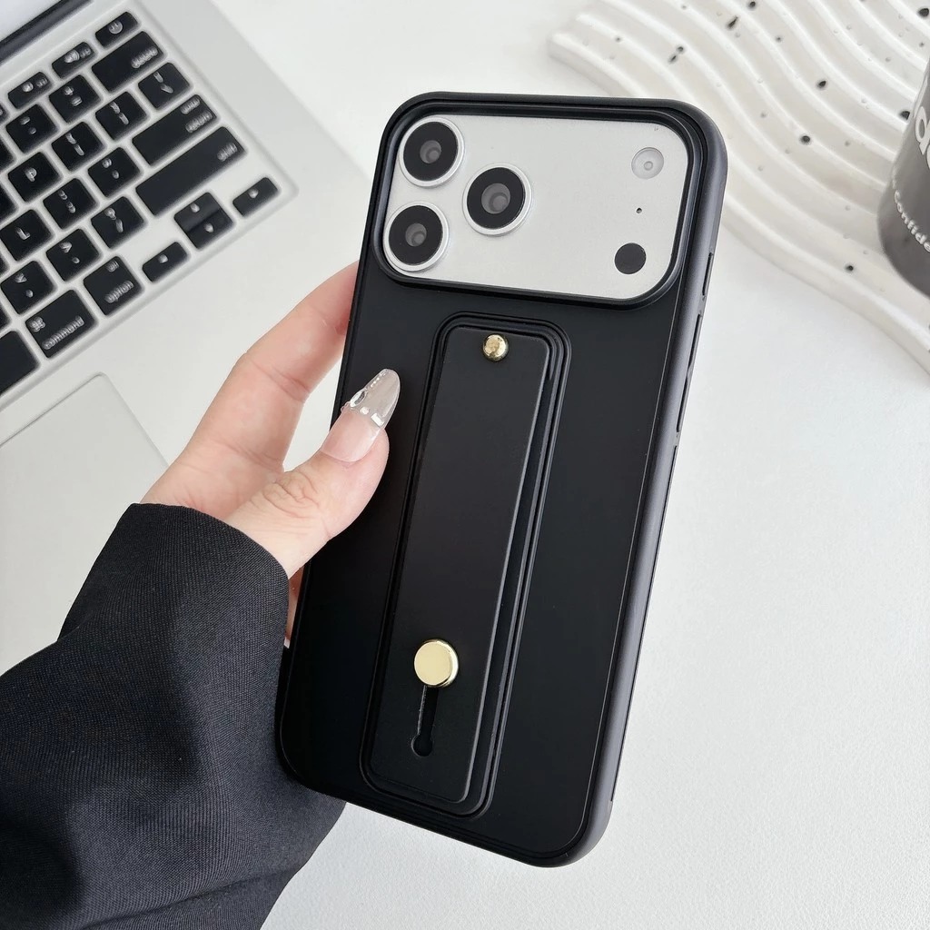 matte solid colour iphone 17 Pro Max phone case retractable Wristband 16 promax softcase full protection 15 14 pro iphone casing