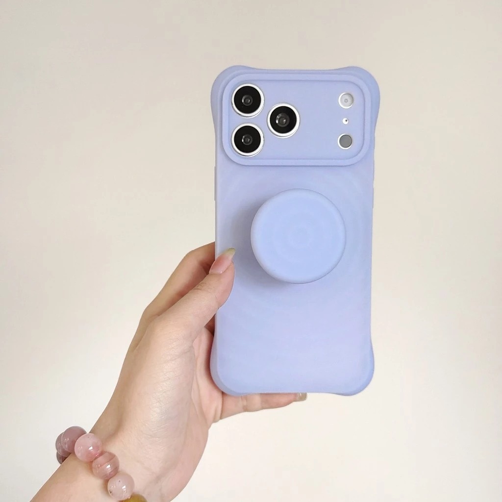 Popular wave pattern case iphone 17 pro max with pop socket ripple 16 pro shockproof iphone case