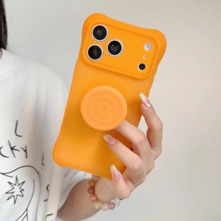 Popular wave pattern case iphone 17 pro max with pop socket ripple 16 pro shockproof iphone case