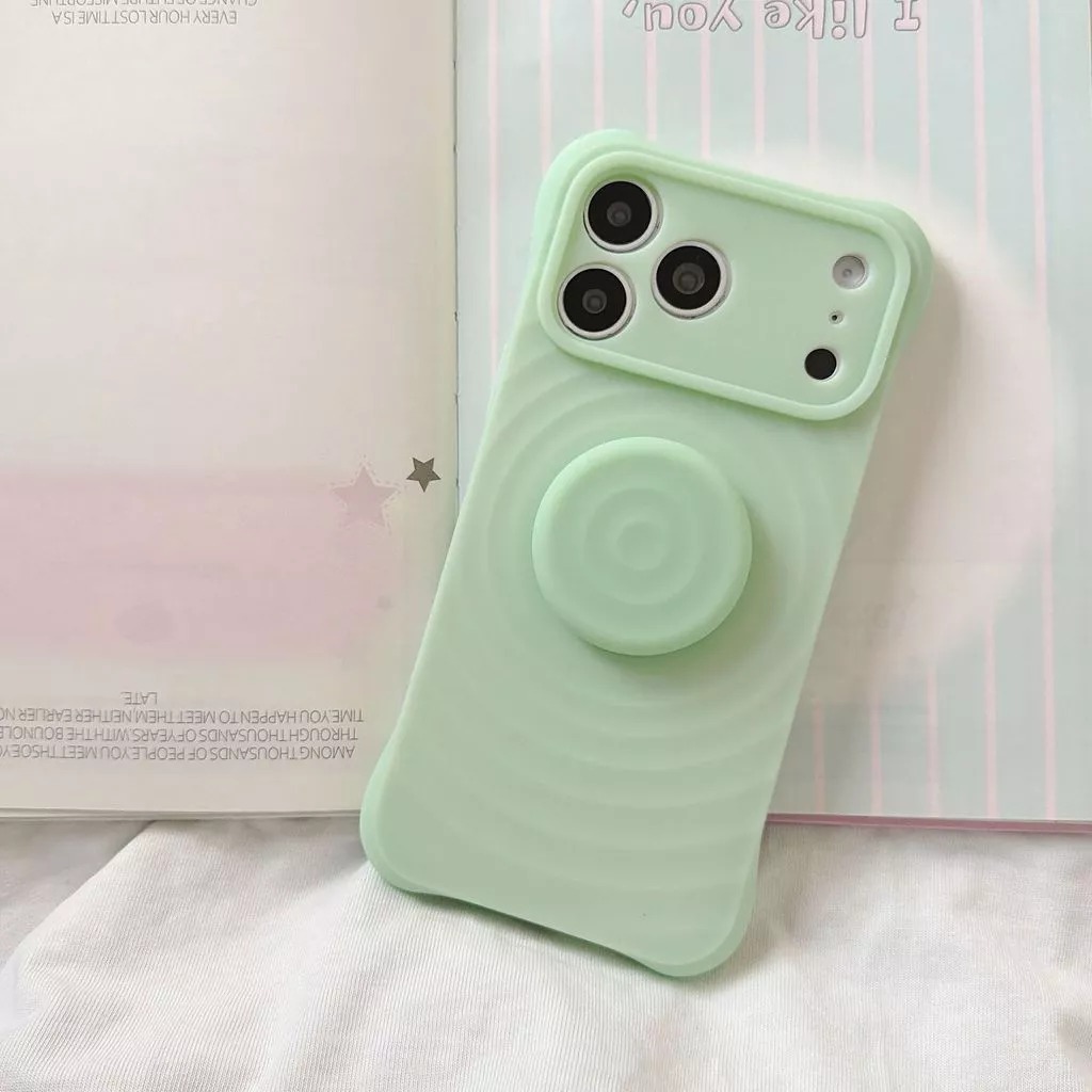 Popular wave pattern case iphone 17 pro max with pop socket ripple 16 pro shockproof iphone case